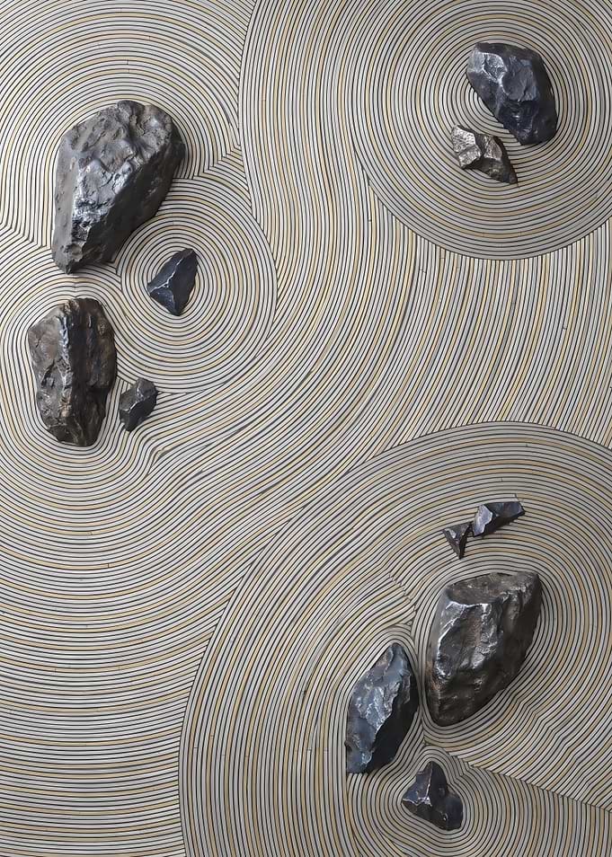 Zen Rock Garden Raked Sand From Above