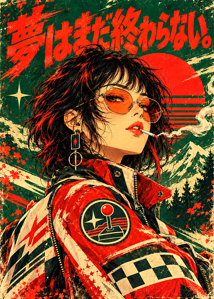 Retro Anime Style Gaming Poster