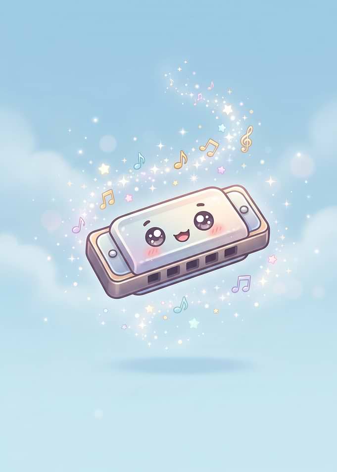 Cute Kawaii Harmonica Illustration
