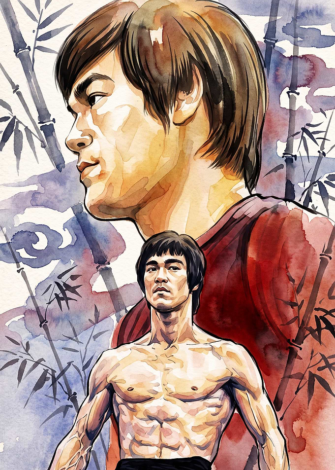 Martial Artist Bamboo Watercolor Ar