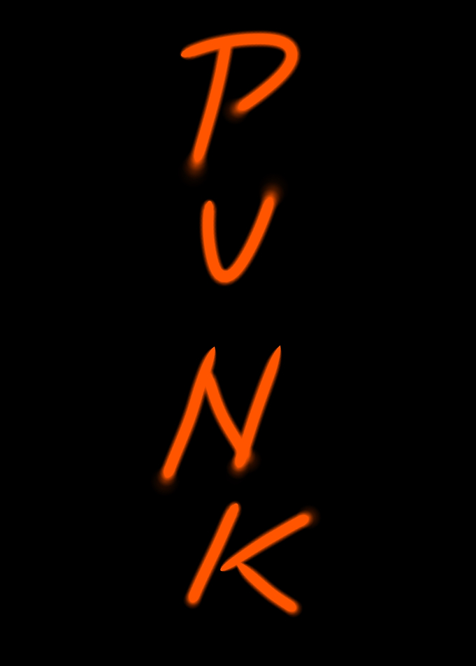 Neon Orange Punk Text Art