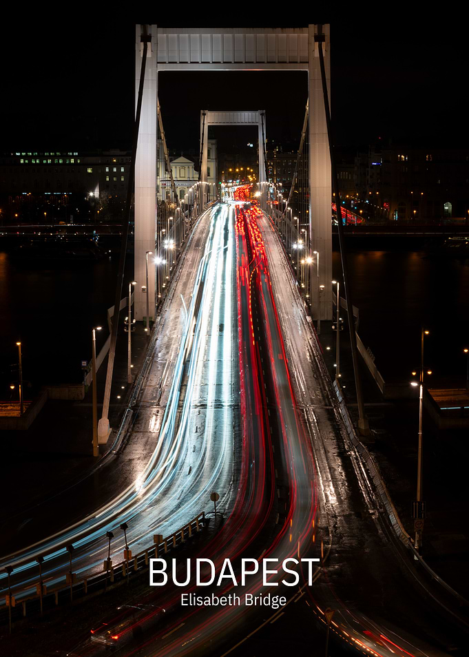 Budapest Elisabeth Bridge Night Traffic