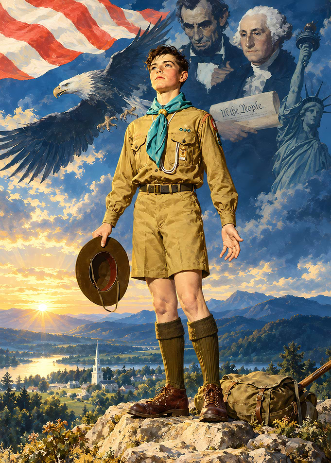 Boy Scout Patriotic American Heritage Painting