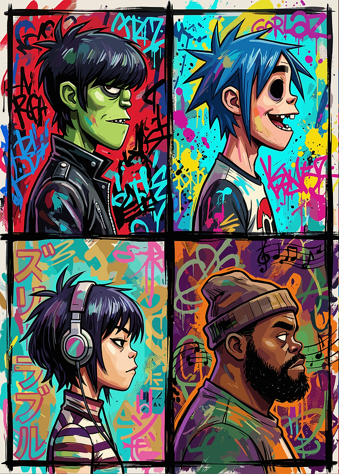 Gorillaz Band Members Graffiti Art