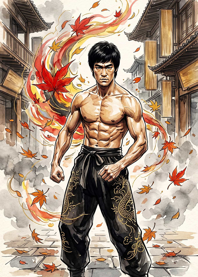 Martial Arts Master Ink Watercolor