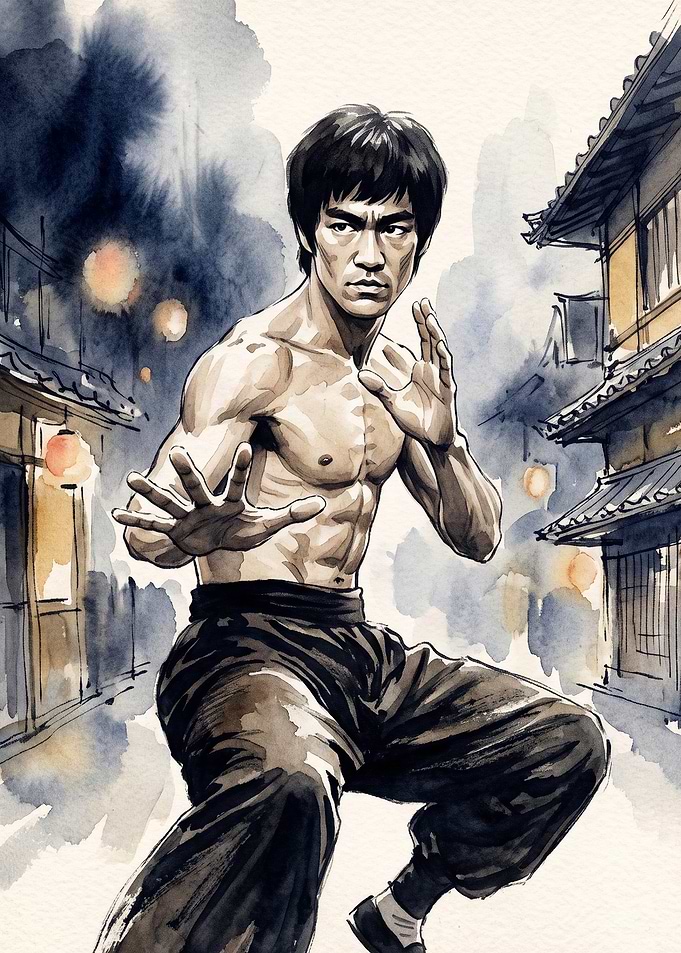 Martial Arts Master Ink Wash Art