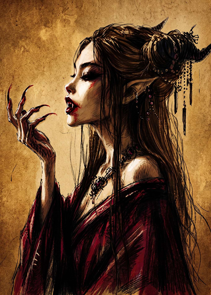Elegant Vampire Demoness Portrait