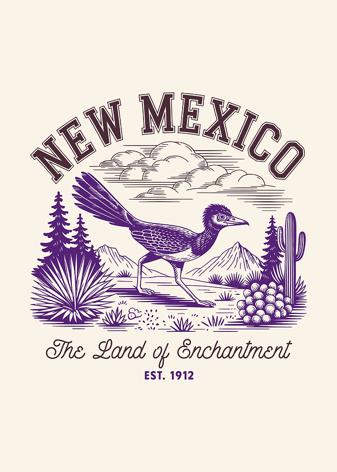 New Mexico Roadrunner Vintage Illustration