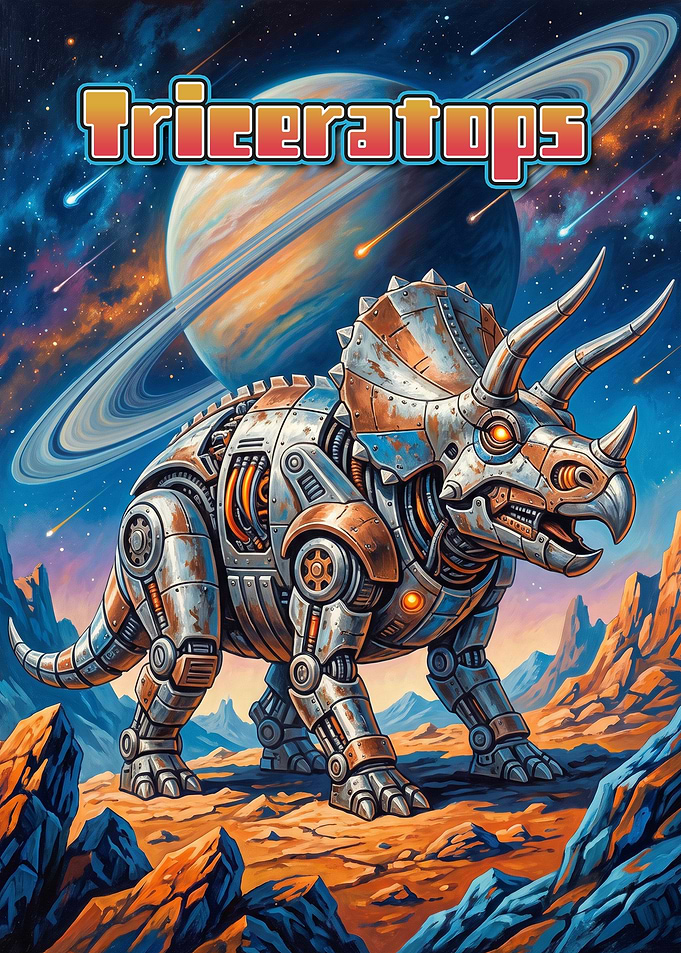 Mechanical Triceratops in Space