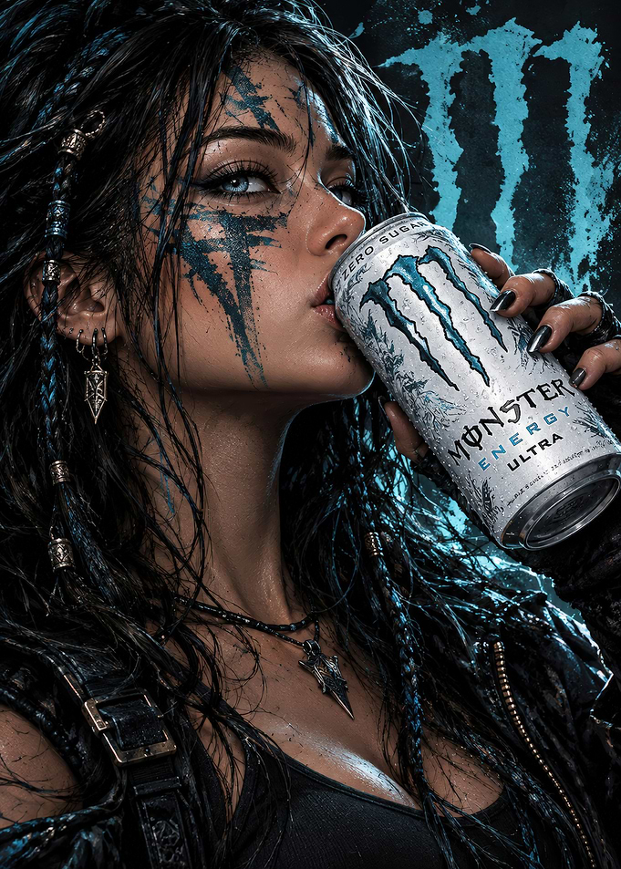 Beauty Drinking Monster Energy