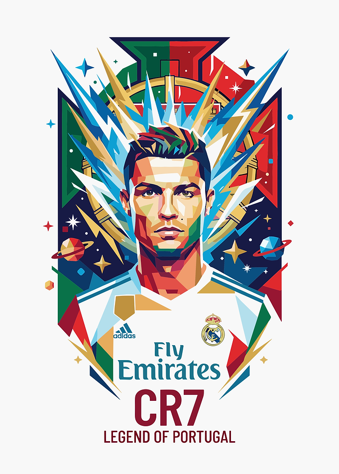 Cristiano Ronaldo Geometric Portrait Poster