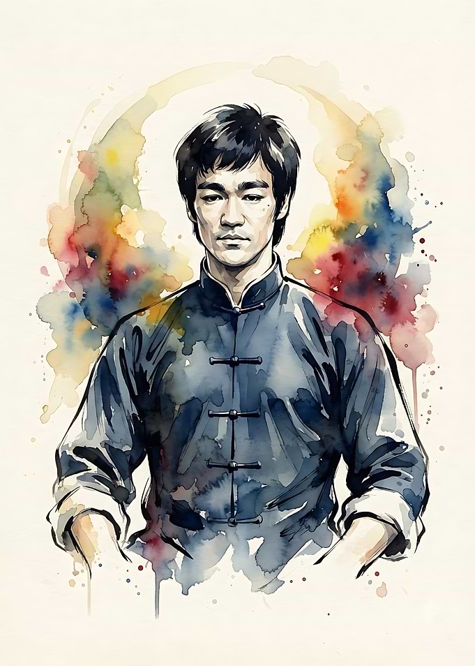 Watercolor Portrait of Bruce Lee