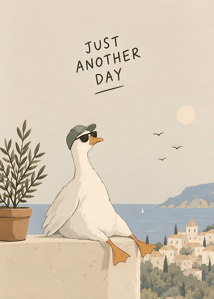 Cool Goose Relaxing by the Sea