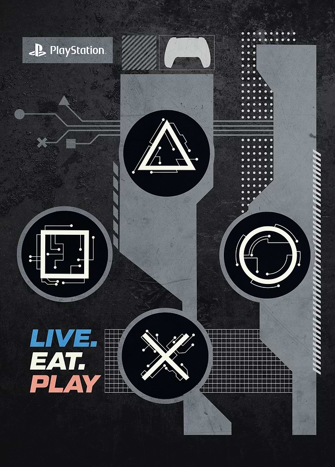 PlayStation - Live. Eat. Play. in Grey