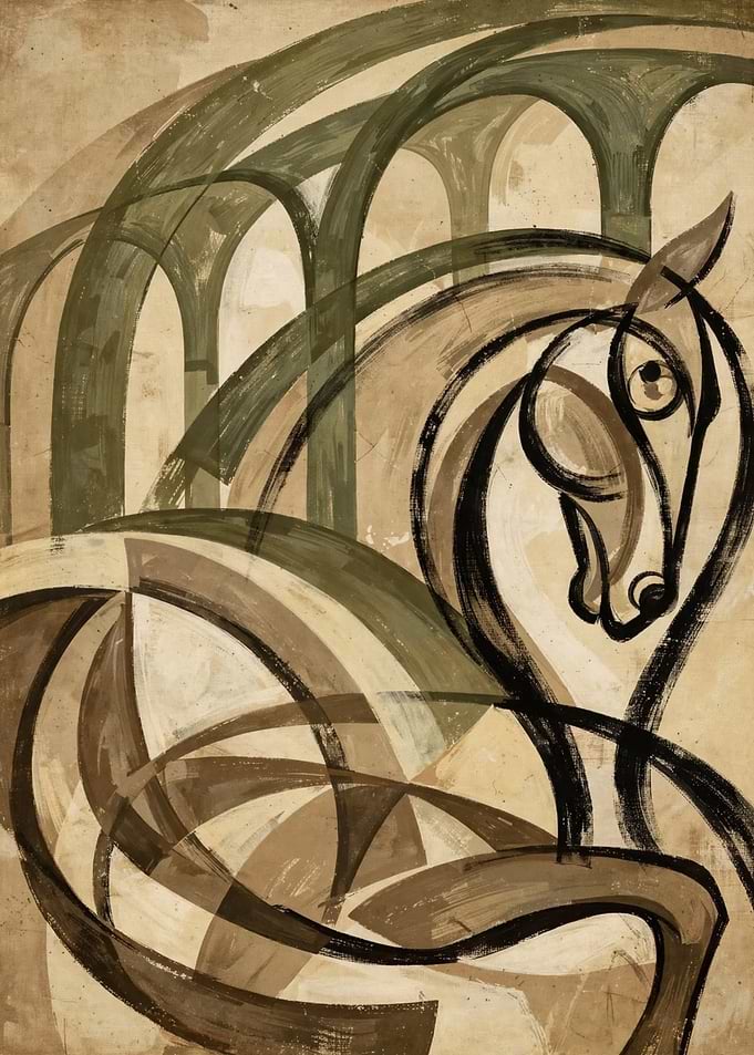 Abstract Horse and Archway Painting