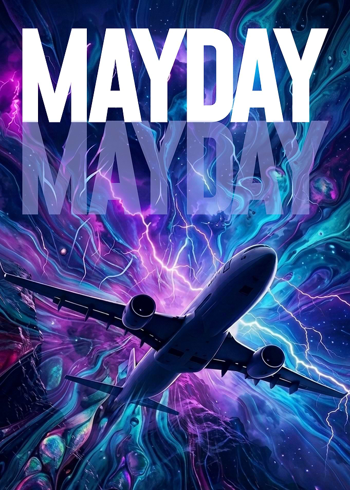 Mayday Airplane Abstract Art Poster