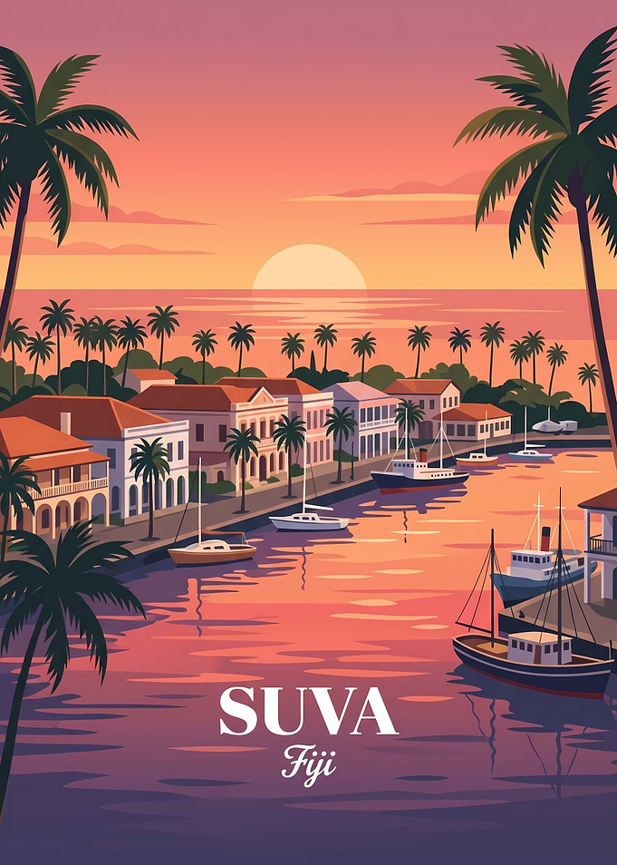 Vintage Travel Poster of Suva, Fiji