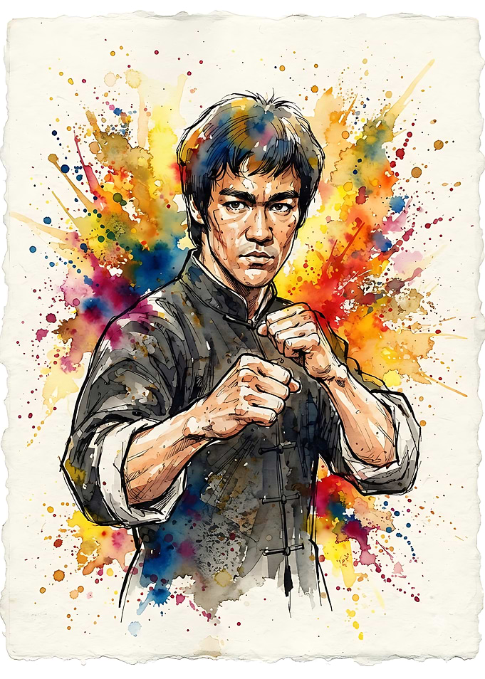 Bruce Lee Watercolor Portrait