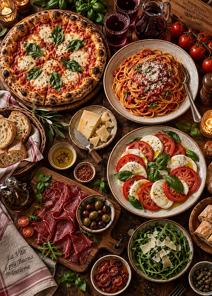 Abundant Italian Feast Table Spread