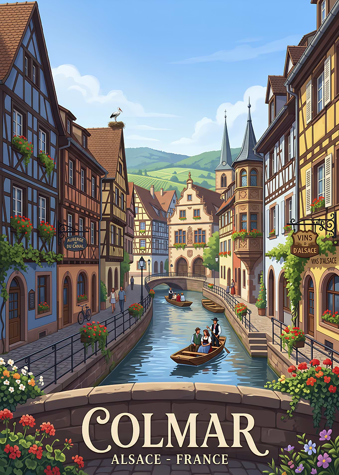 Colmar Alsace France Canal Scene
