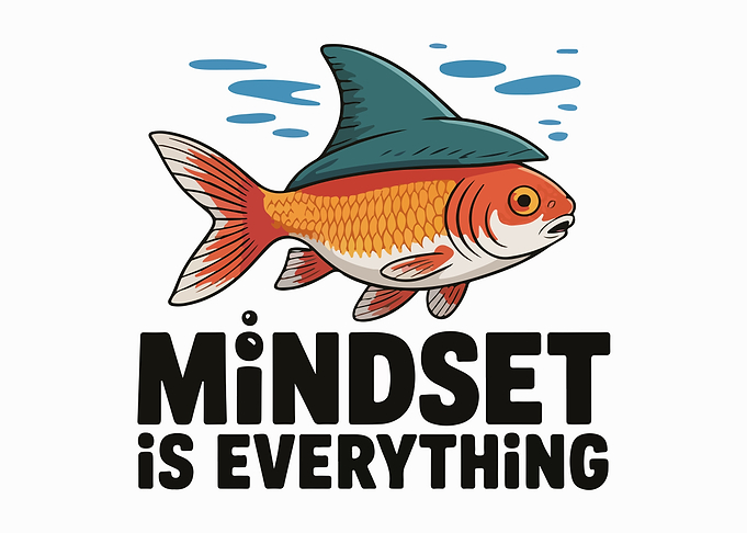 Mindset Is Everything Goldfish Shark Illustration