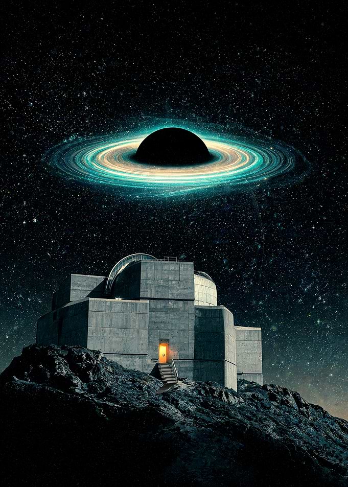 Observatory Under a Glowing Black Hole