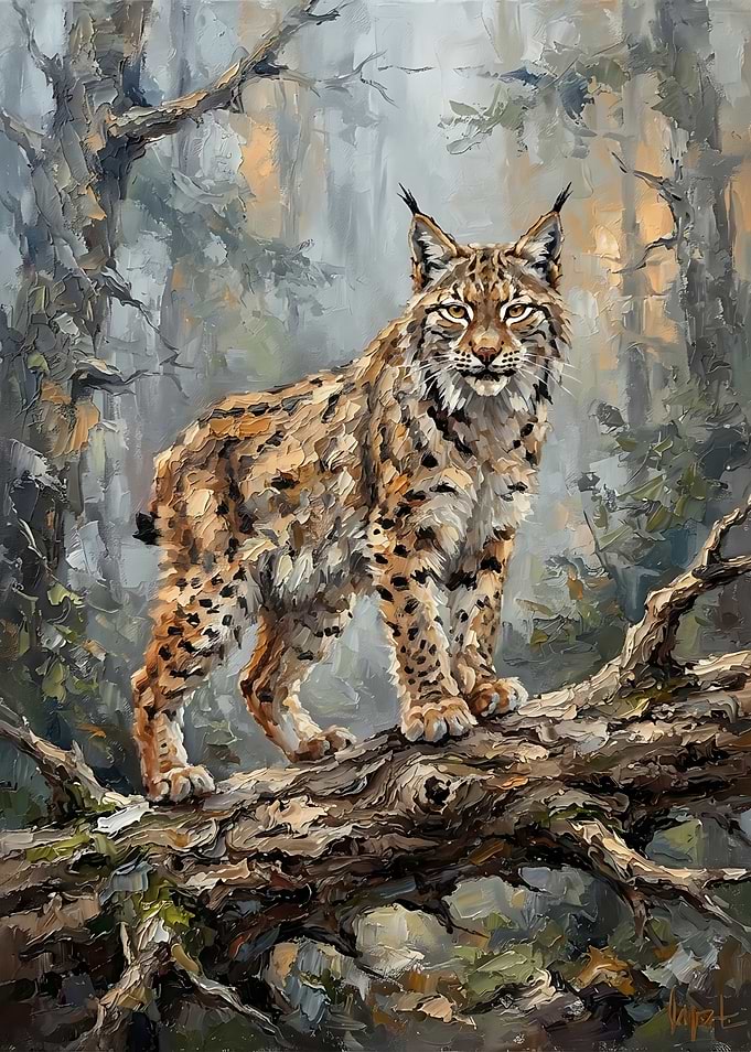 Oil Painting of a Lynx