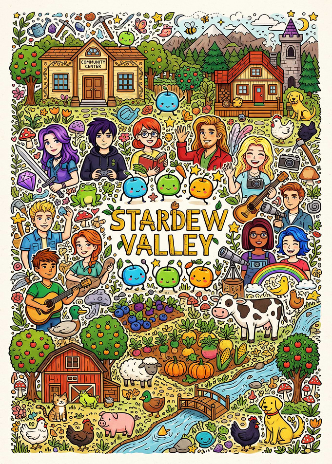 Stardew Valley Whimsical Character Illustration
