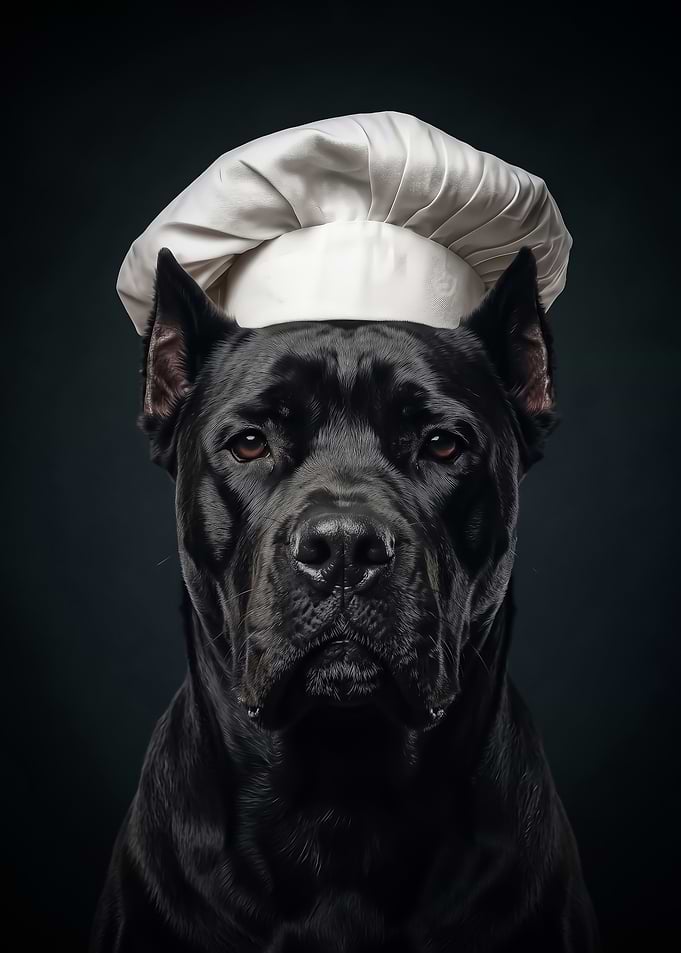big Black Cane Corso Chef Dog poster