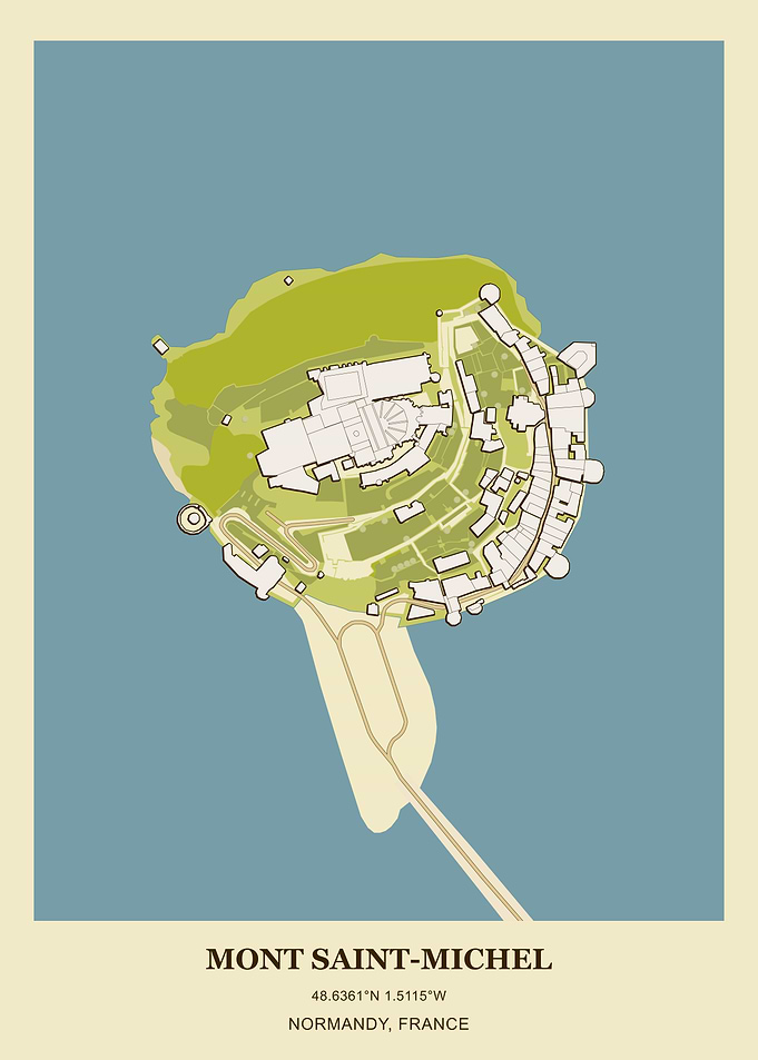 Mont Saint-Michel Map Poster