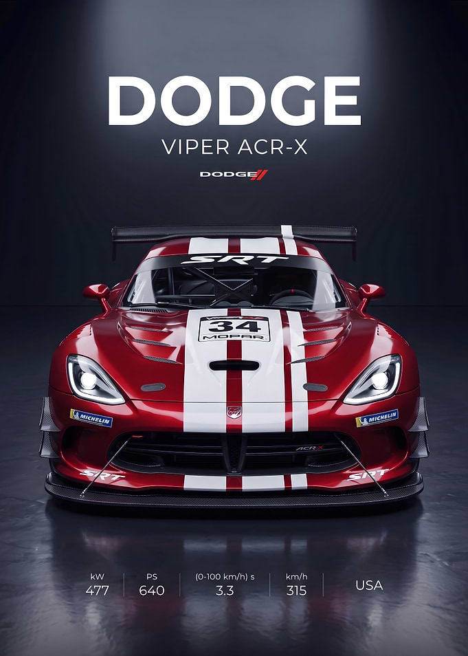 Dodge Viper ACR-X Sports Car Poster