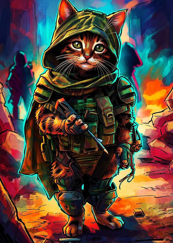 Tactical Cat Soldier Sci-Fi Art