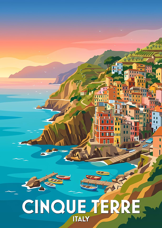 Cinque Terre Italy Travel Poster