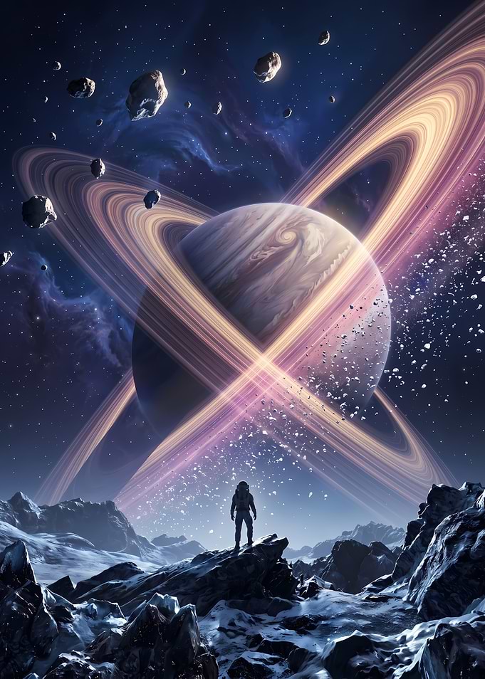 Astronaut Standing on Alien Planet