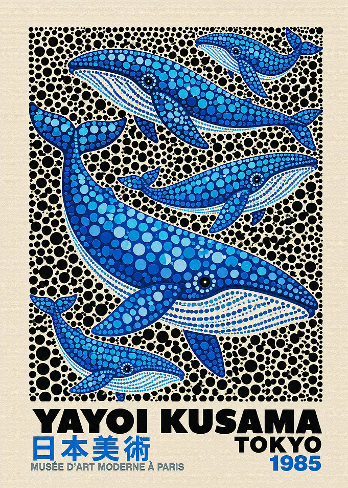 Yayoi Kusama Polka Dot Whale Poster
