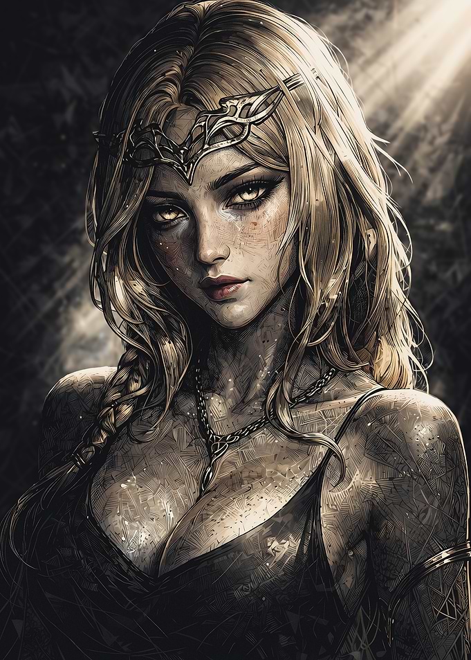 Ethereal Blonde Fantasy Goddess Portrait