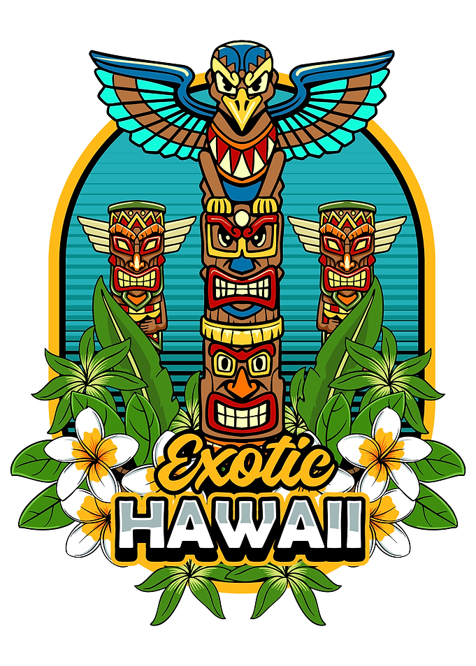 Exotic Hawaii Tiki Totem Illustration