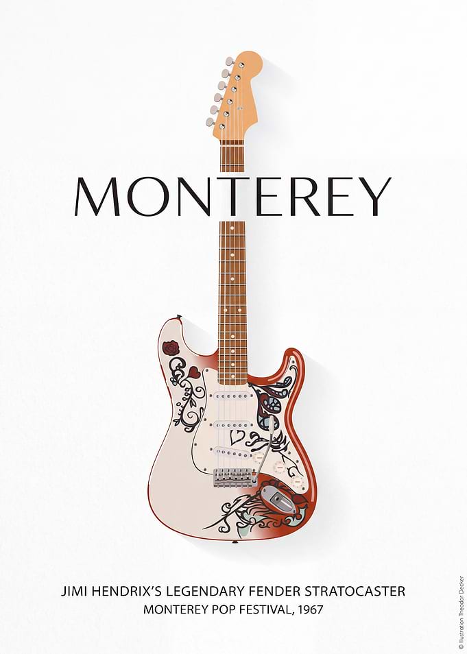 Jimi Hendrix Monterey Stratocaster Poster