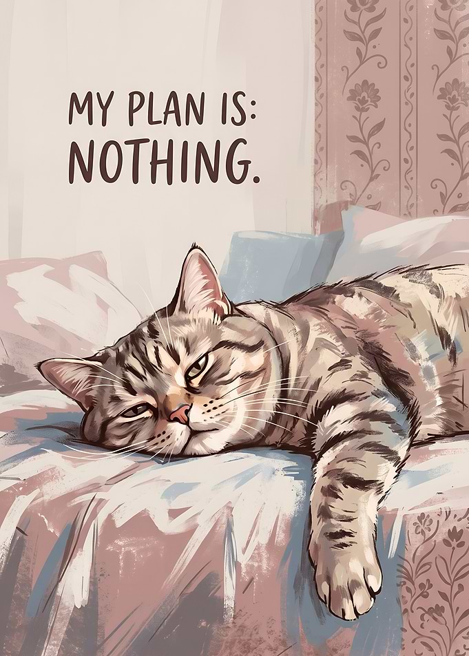 Lazy Day Cat Resting on Bed