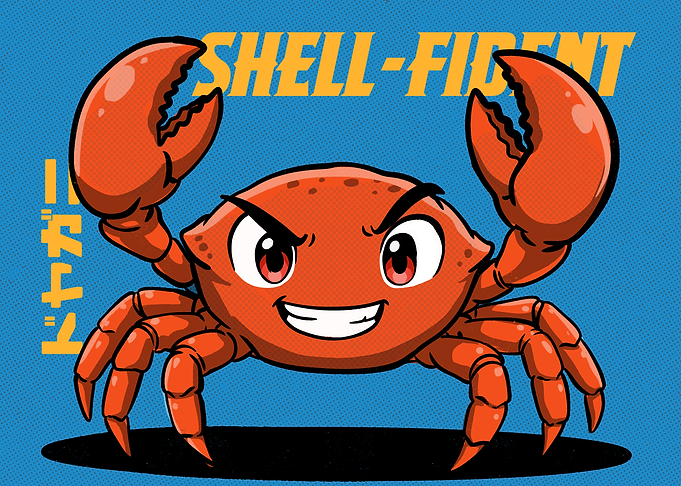 Shell-fident - Funny Crab Retro Vintage Art