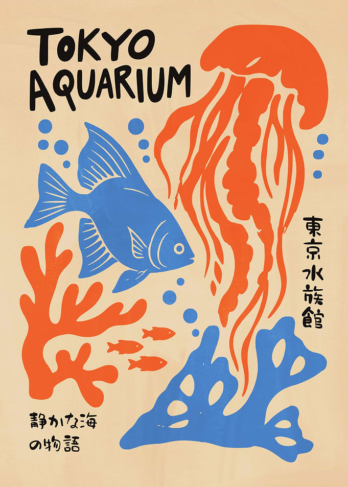 Tokyo Aquarium Retro Poster