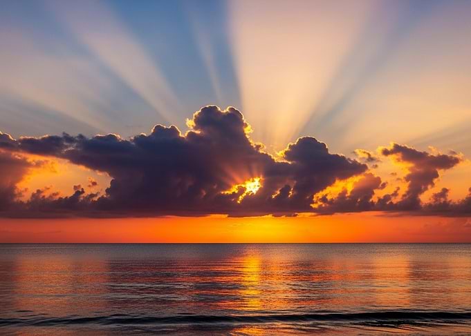 Vibrant Sunset Over Calm Ocean