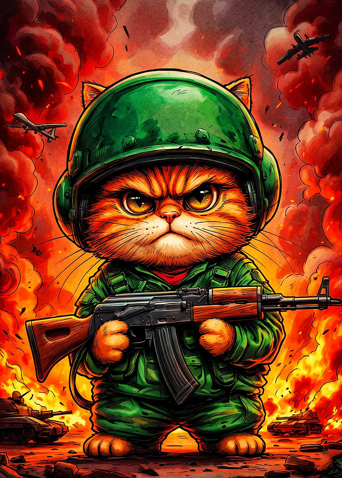 Cat Soldier War Epic Art