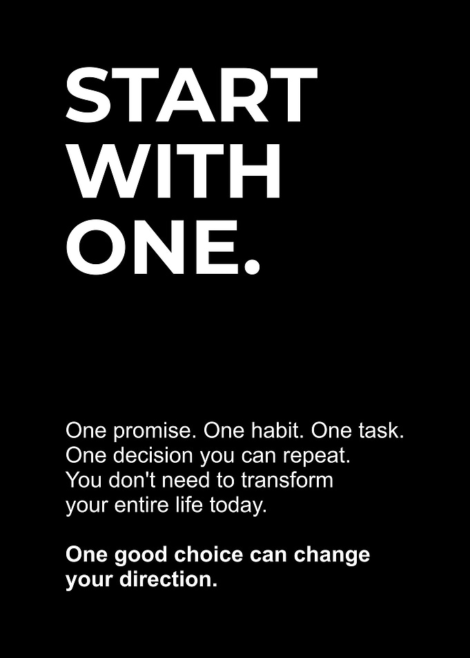 Start With One Inspirational Quote Poster