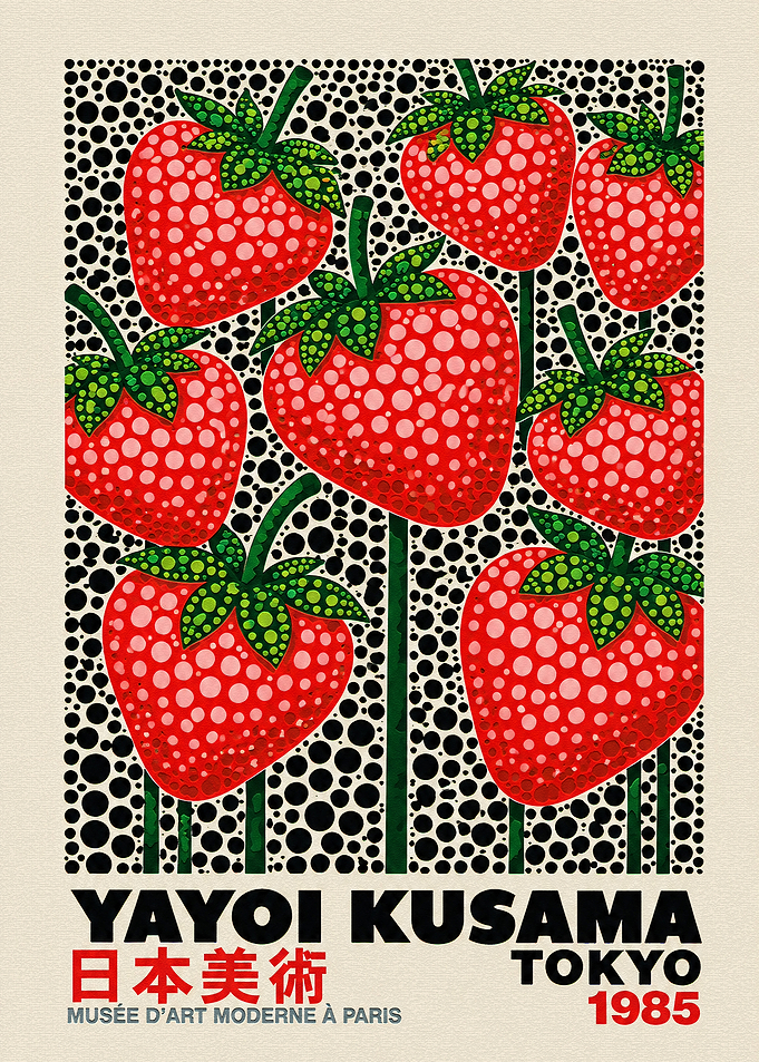 Yayoi Kusama Strawberry Art Poster