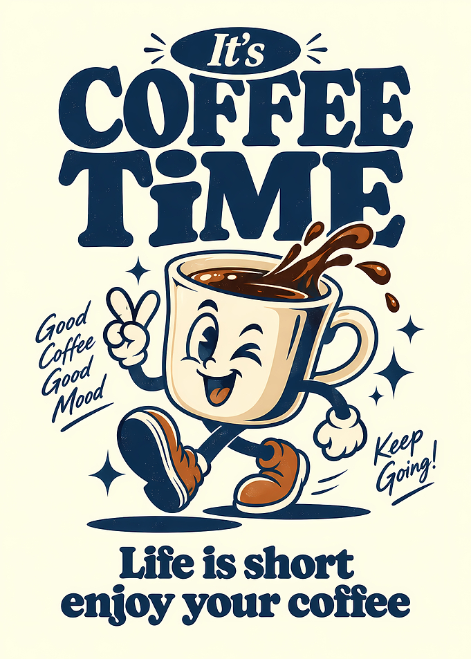 It's Coffee Time Retro Poster