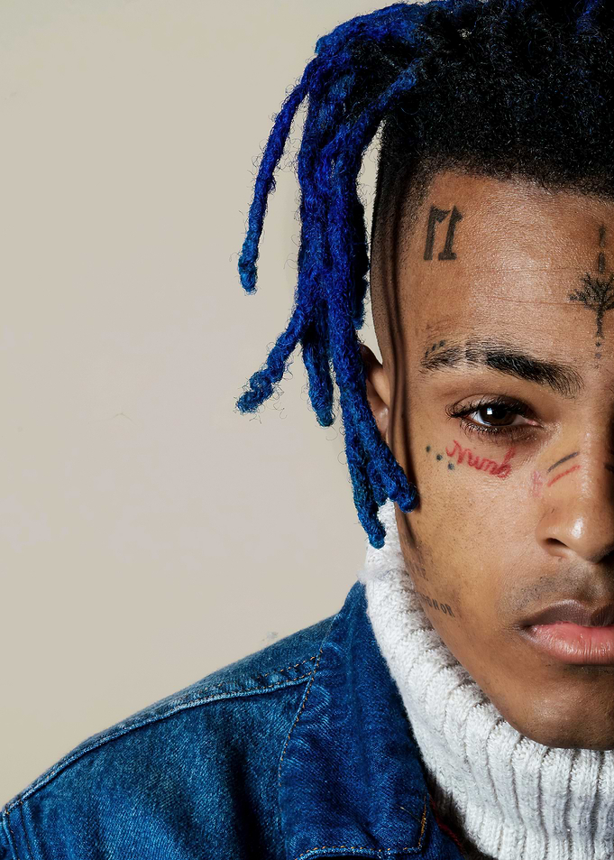 Portrait of XXXTentacion with Blue Hair