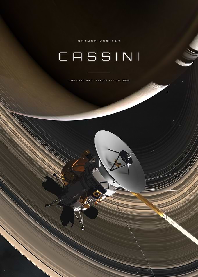 Cassini Saturn Orbiter Space Poster