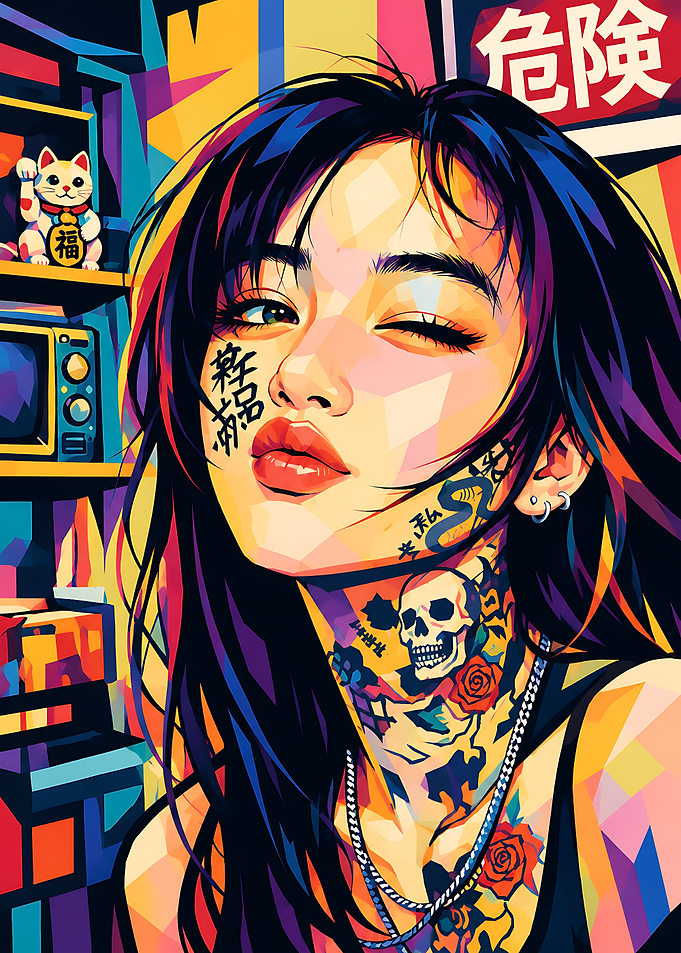 Vibrant Pop Art Portrait of Girl