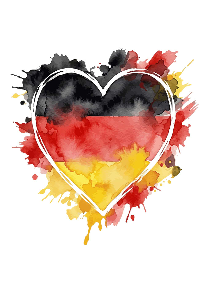 Watercolor German Flag Heart